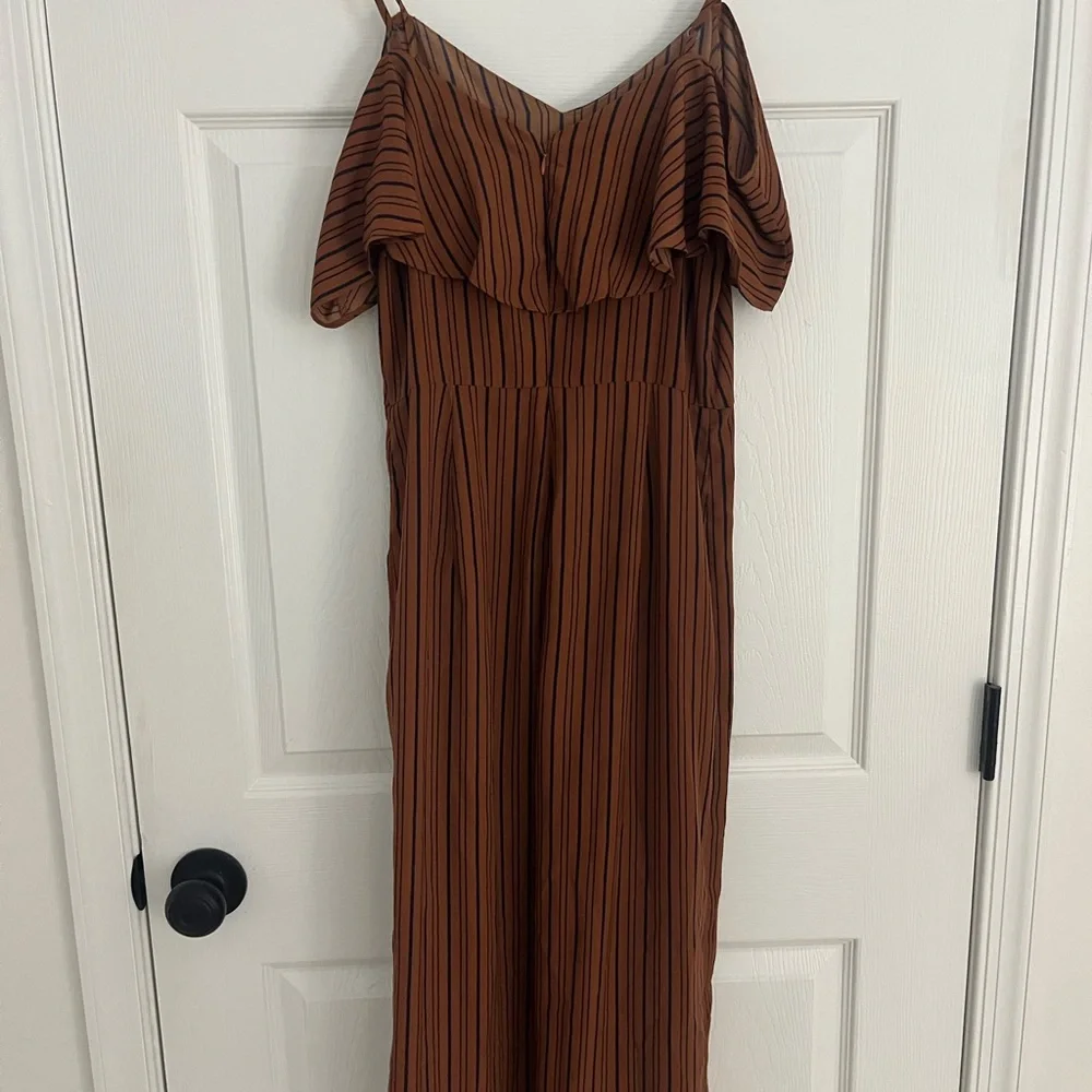 Xhilaration Brown and Navy Striped Jumpsuit - Picture 8 of 9